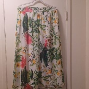 Sunny Leigh Floral A-Line Skirt with Green and Pink Accents